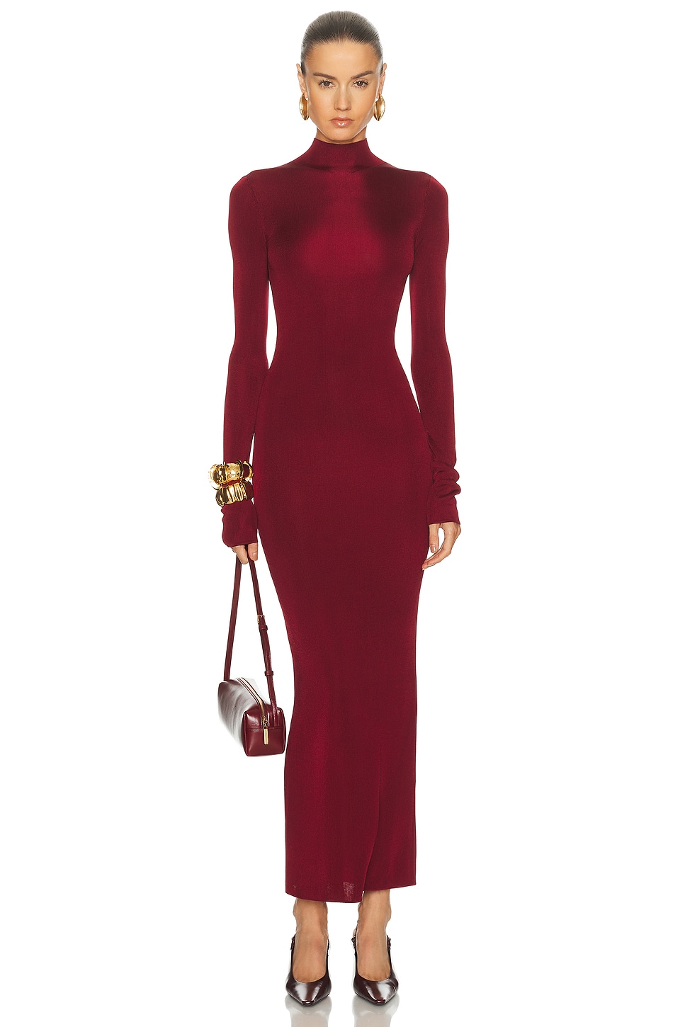 Image 1 of L'Academie Syndi Maxi Knit Dress in Burgundy
