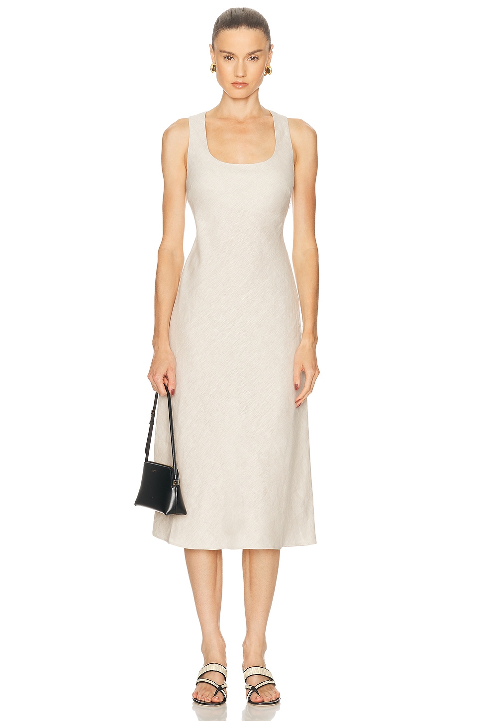 L'academie By Marianna Eula Linen Midi Dress In White