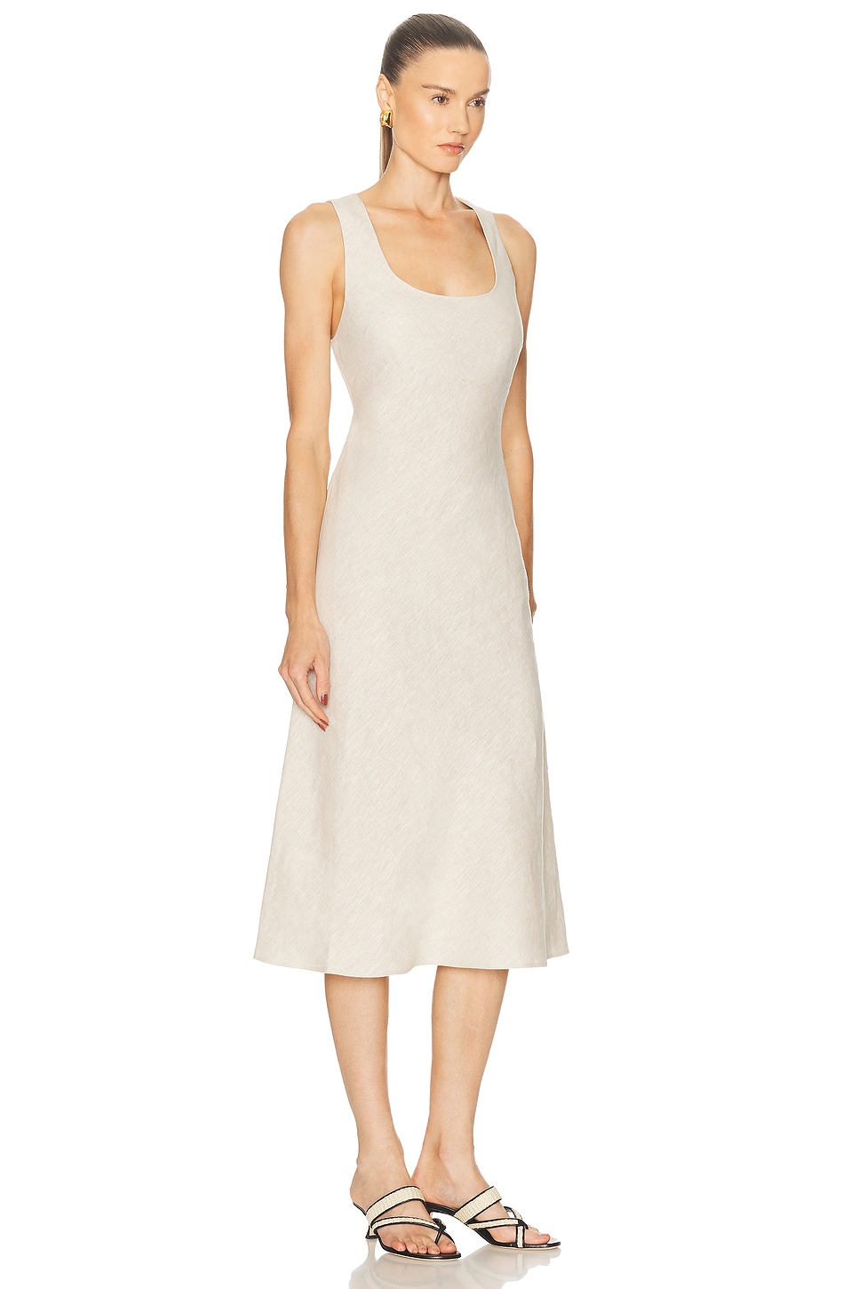 L'academie By Marianna Eula Linen Midi Dress In White