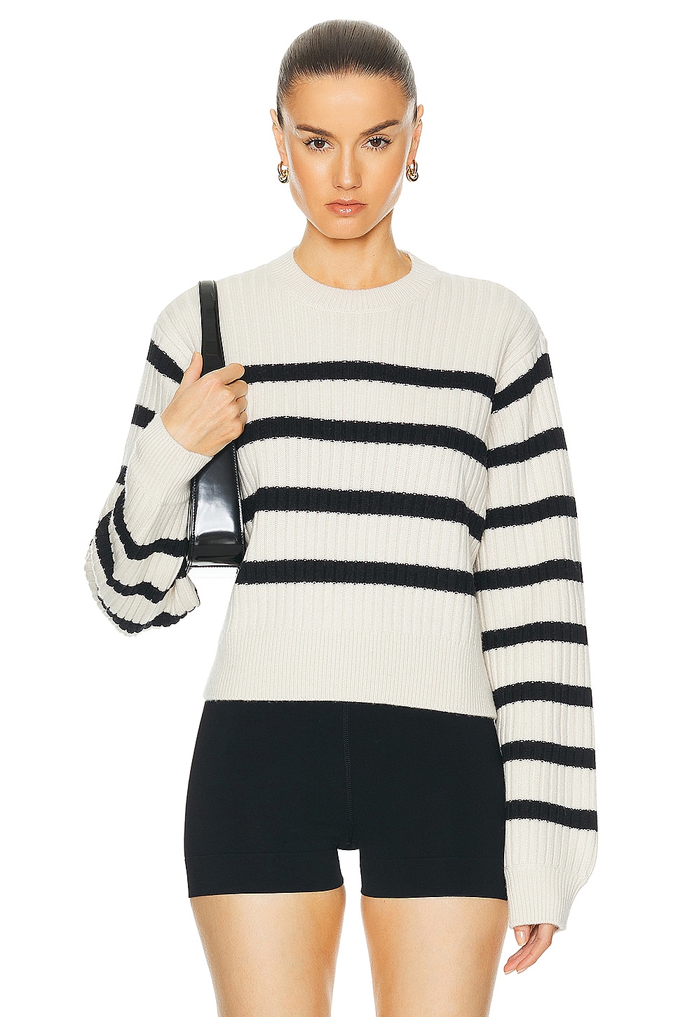 Image 1 of L'Academie by Marianna Brial Striped Sweater in Cream & Black