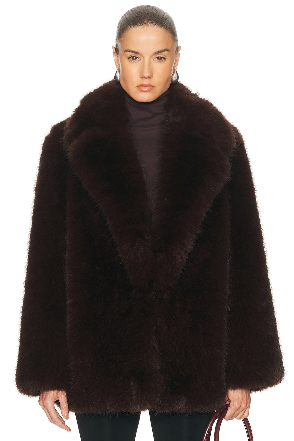 Image 1 of L'Academie by Marianna Gamine Faux Fur Jacket in Dark Brown