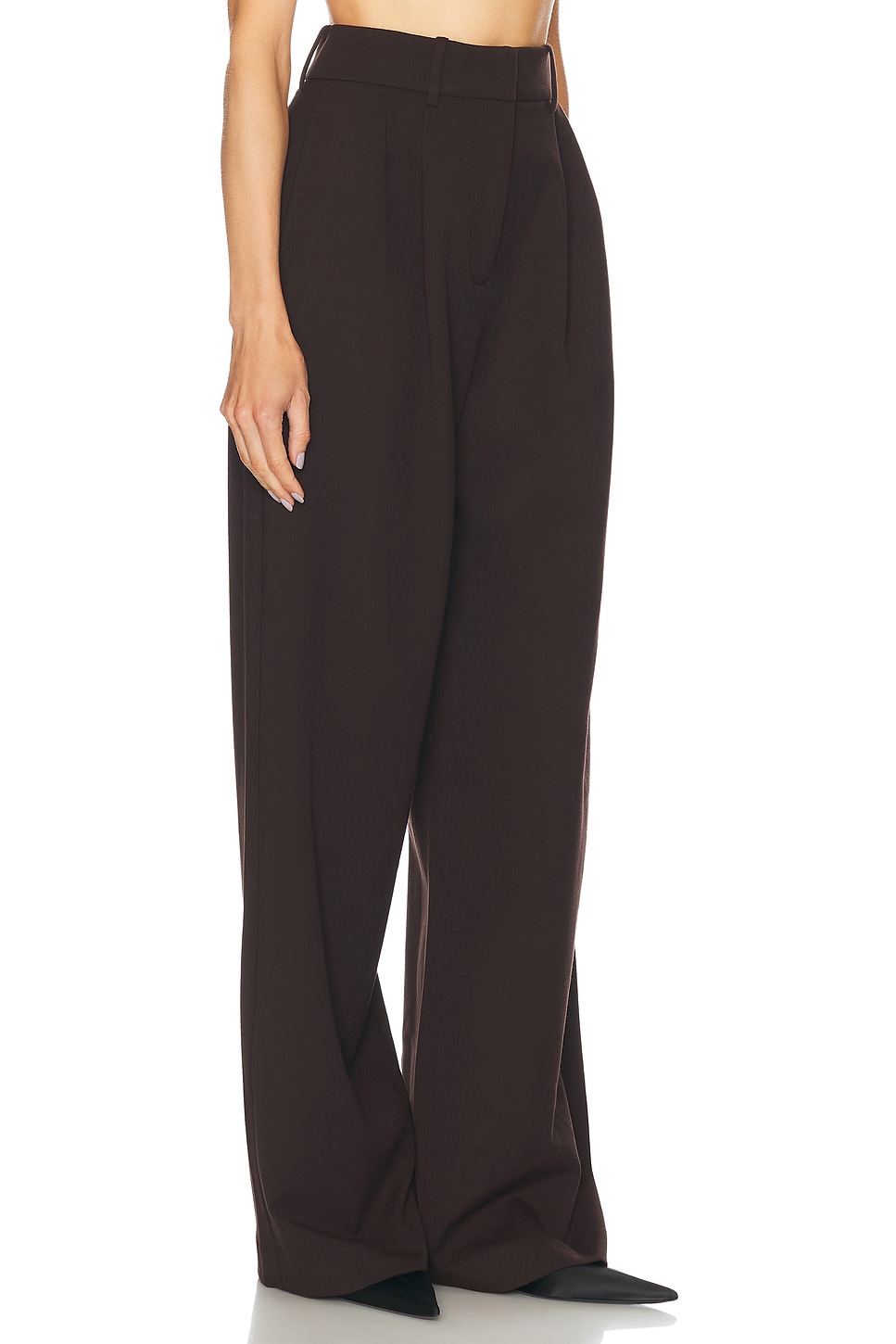 Shop L'academie By Marianna The High Waist Trouser In Dark Brown