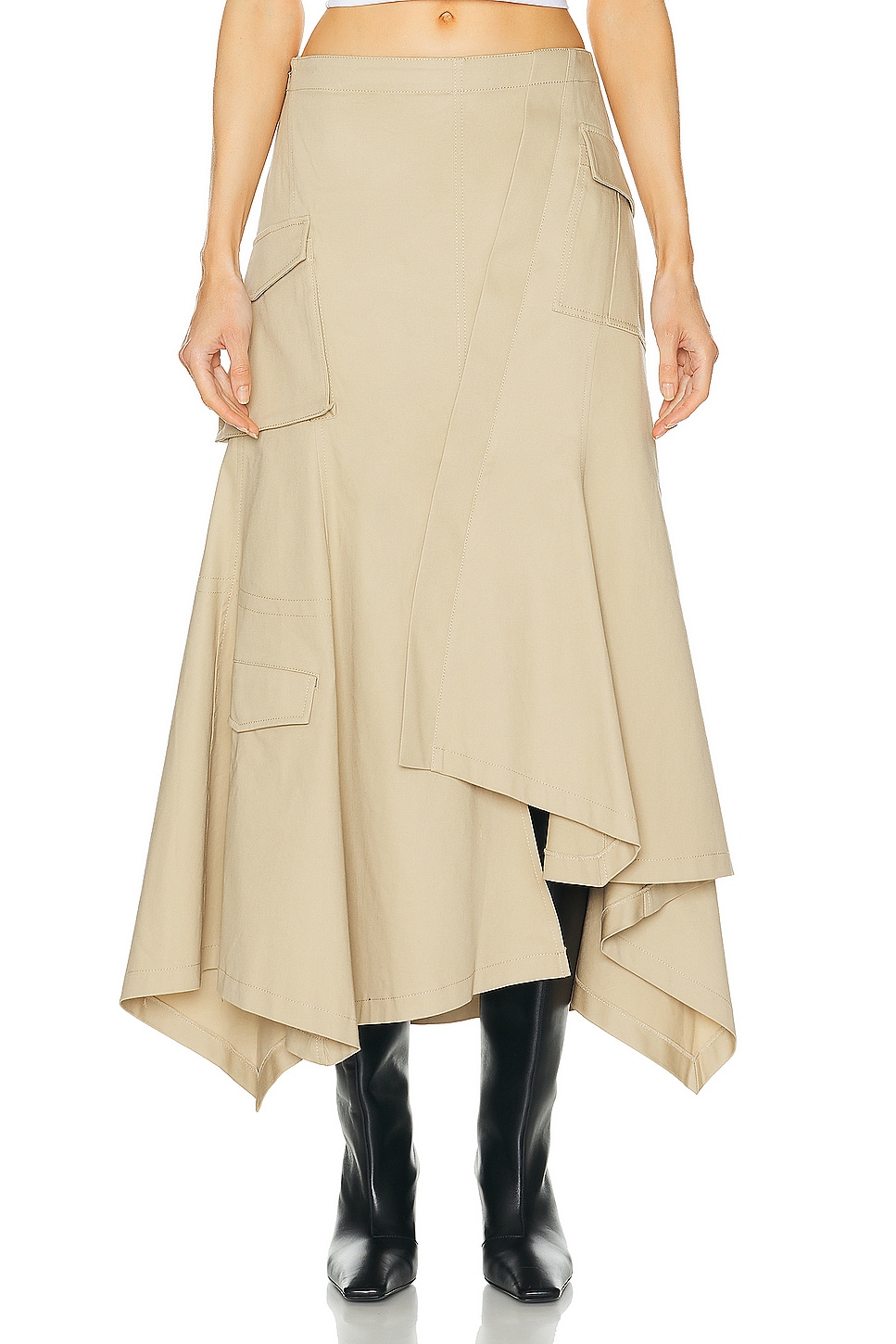 Image 1 of L'Academie by Marianna Noma Midi Skirt in Light Khaki