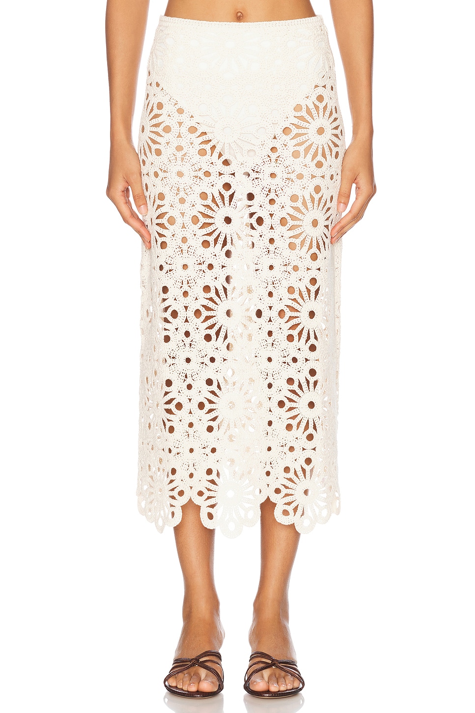 Shop L'academie By Marianna Shay Midi Skirt In Beige
