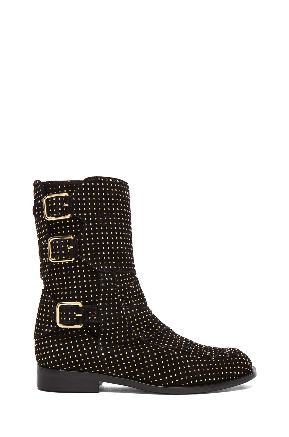 Image 1 of Laurence Dacade Rick Suede Studded Boots in Black & Gold