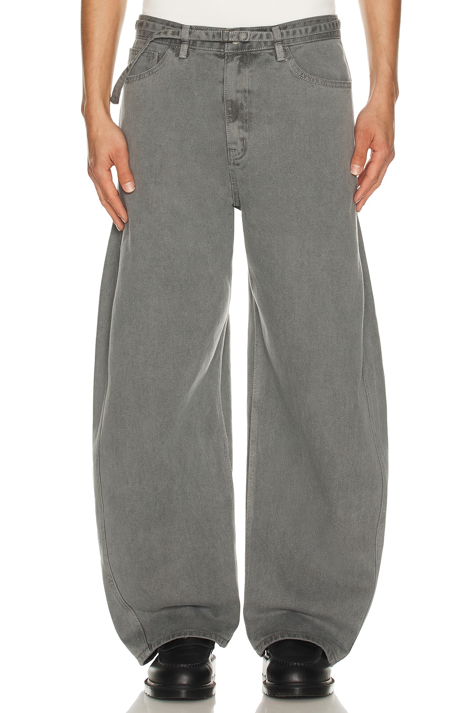 Image 1 of Le17Septembre Garment Dyed Curved Jeans in Grey