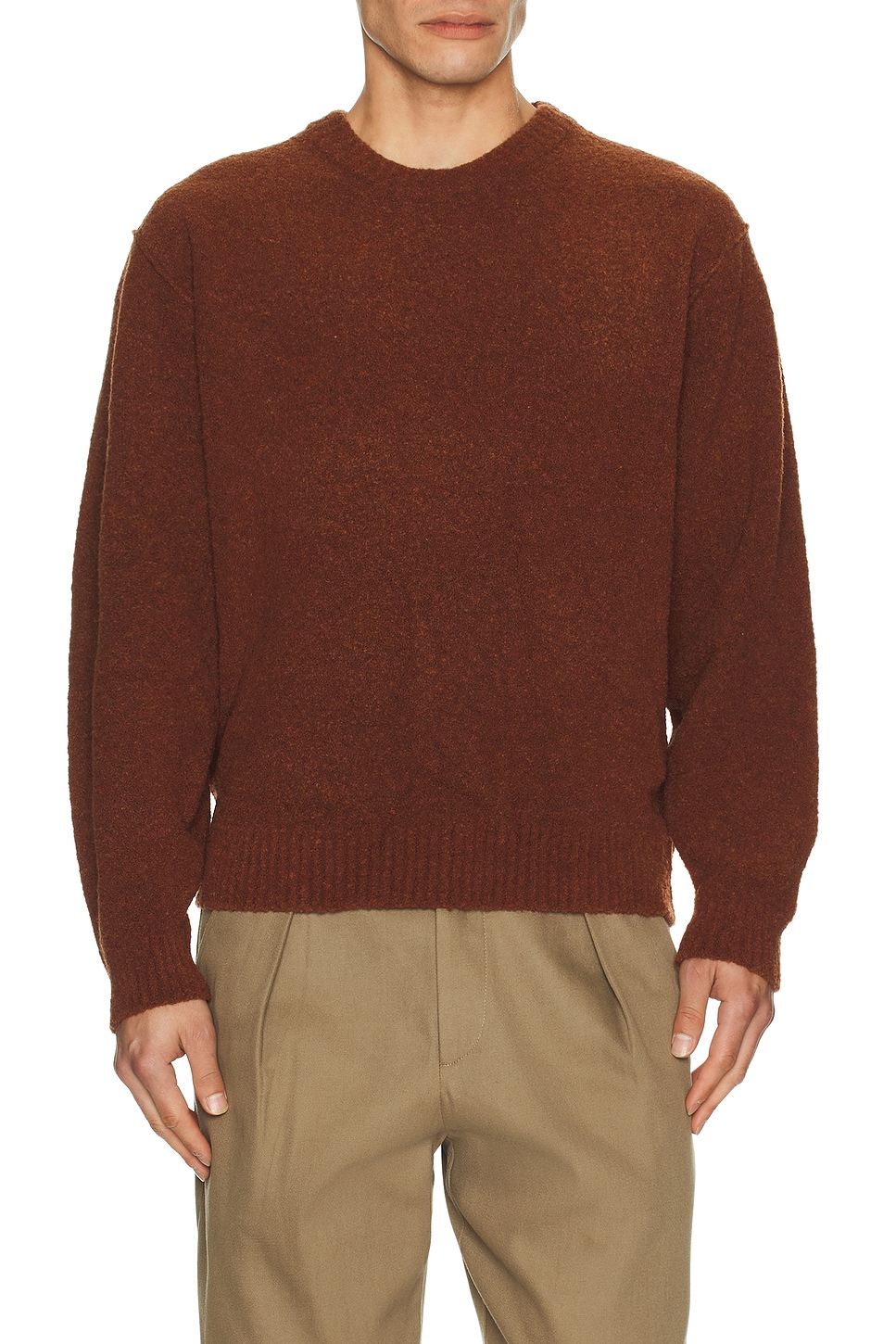 Image 1 of Le17Septembre Boucle Reverse Seam Pullover in Brick