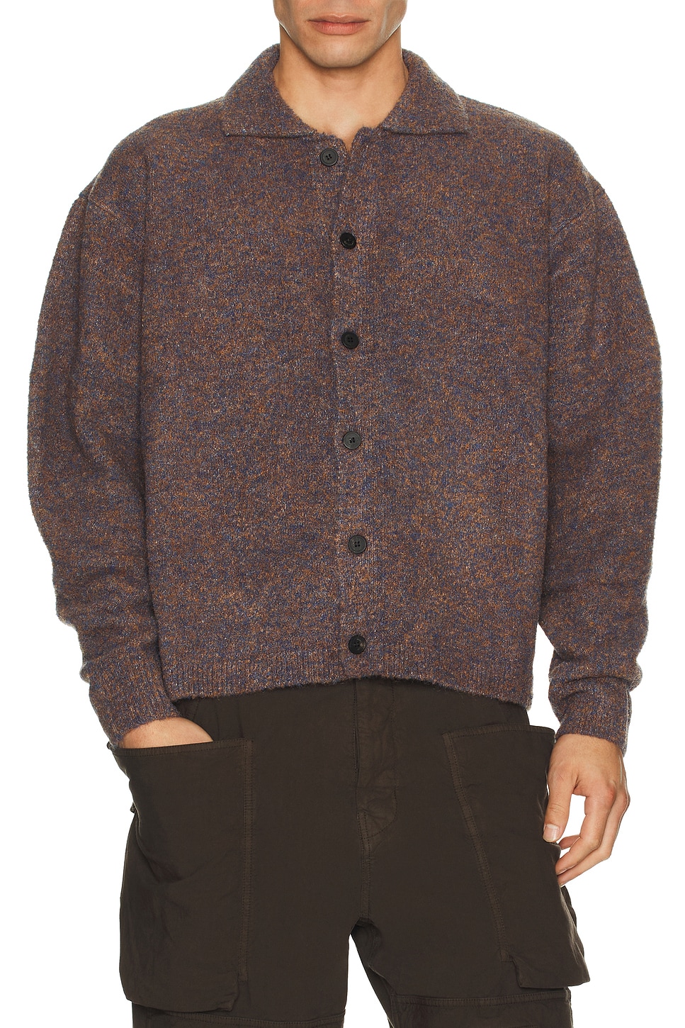 Image 1 of Le17Septembre Boucle Button Down Cardigan in Purple