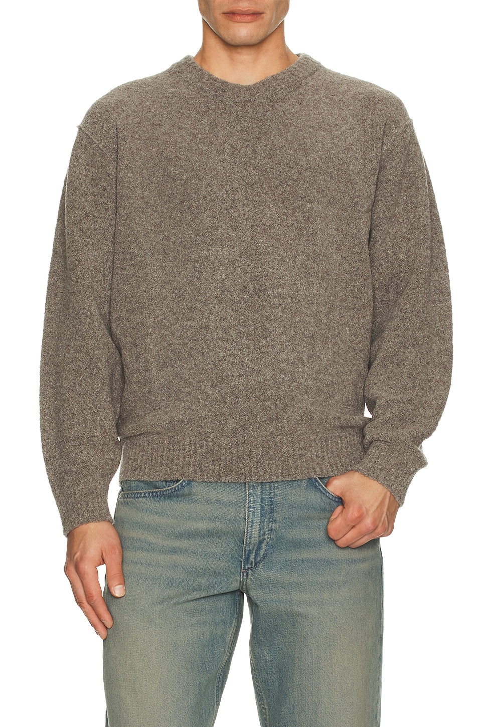 Image 1 of Le17Septembre Boucle Reverse Seam Pullover in Gray