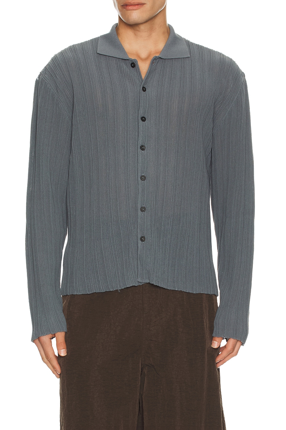 Image 1 of Le17Septembre Ribbed Cardigan in Ash Blue
