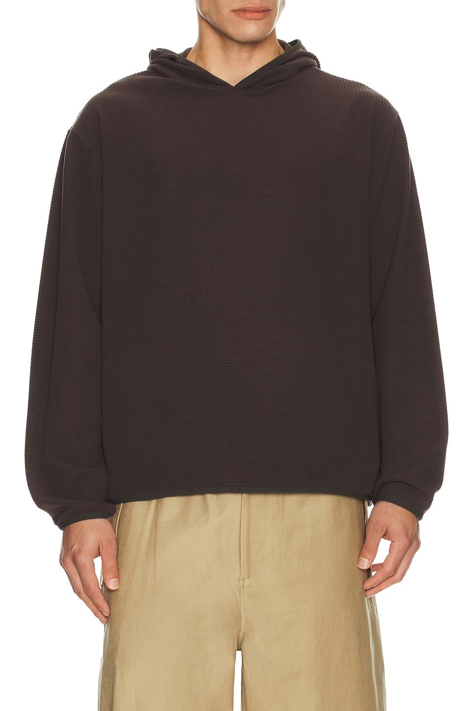 Image 1 of Le17Septembre Waffle Knit Pullover Hoodie in Brown