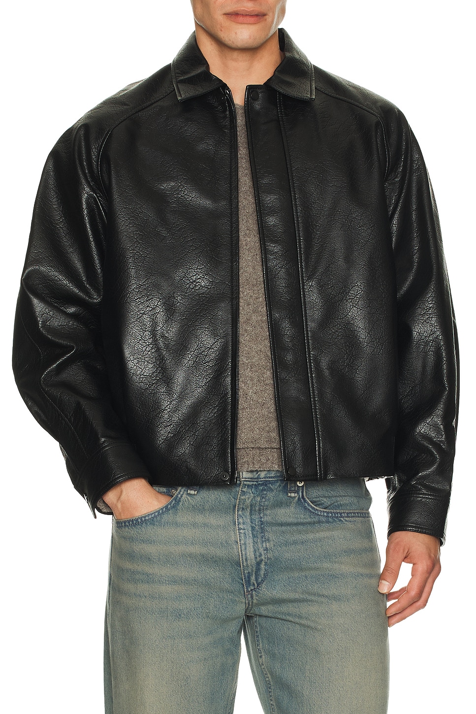 Image 1 of Le17Septembre Faux Leather Jacket in Black