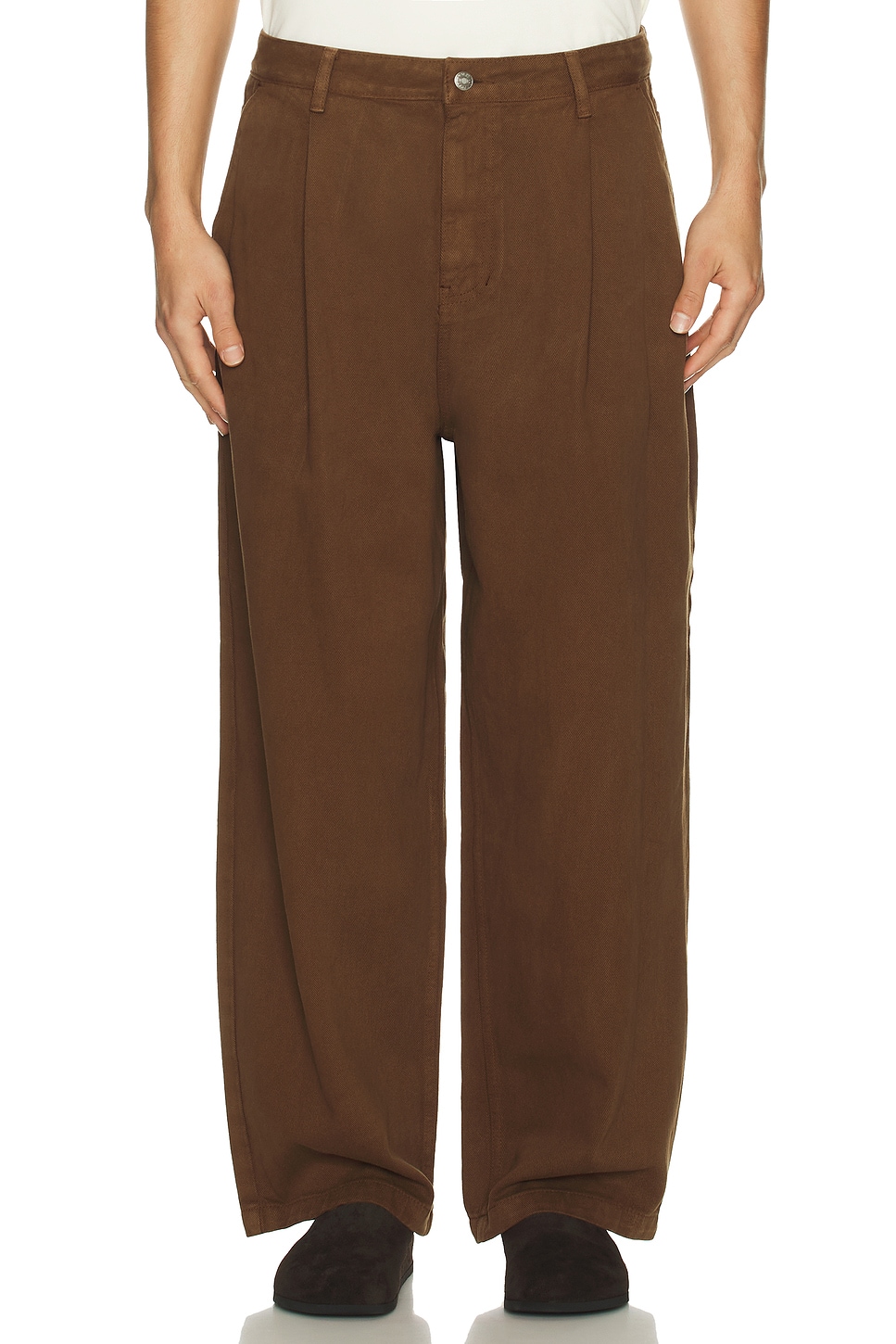 Image 1 of Le17Septembre One Tuck Wide Denim Pant in Brown
