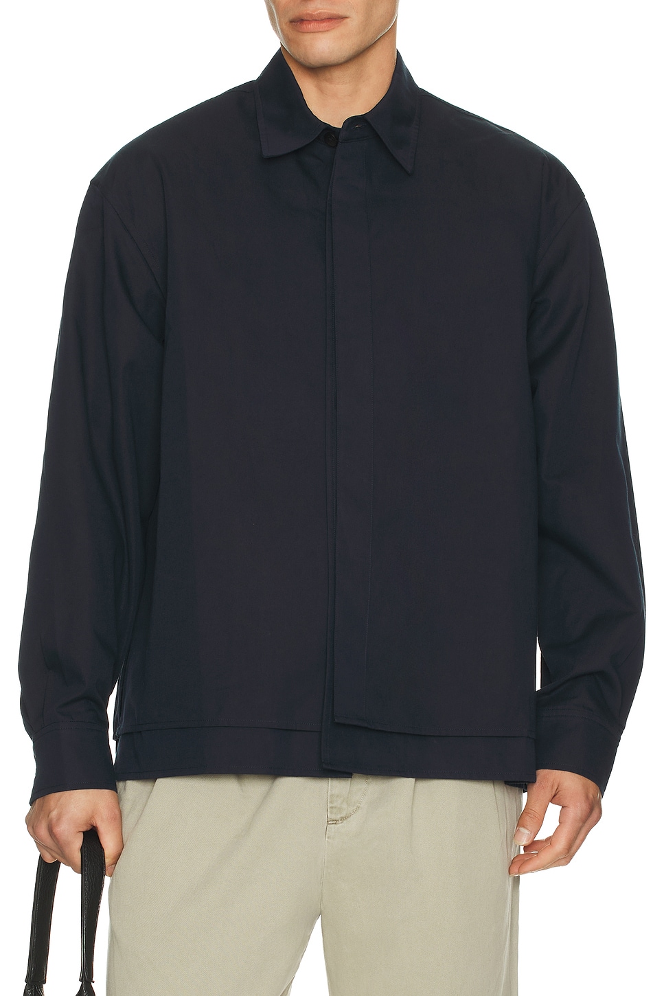 Image 1 of Le17Septembre Double Layered Cotton Shirt in Navy