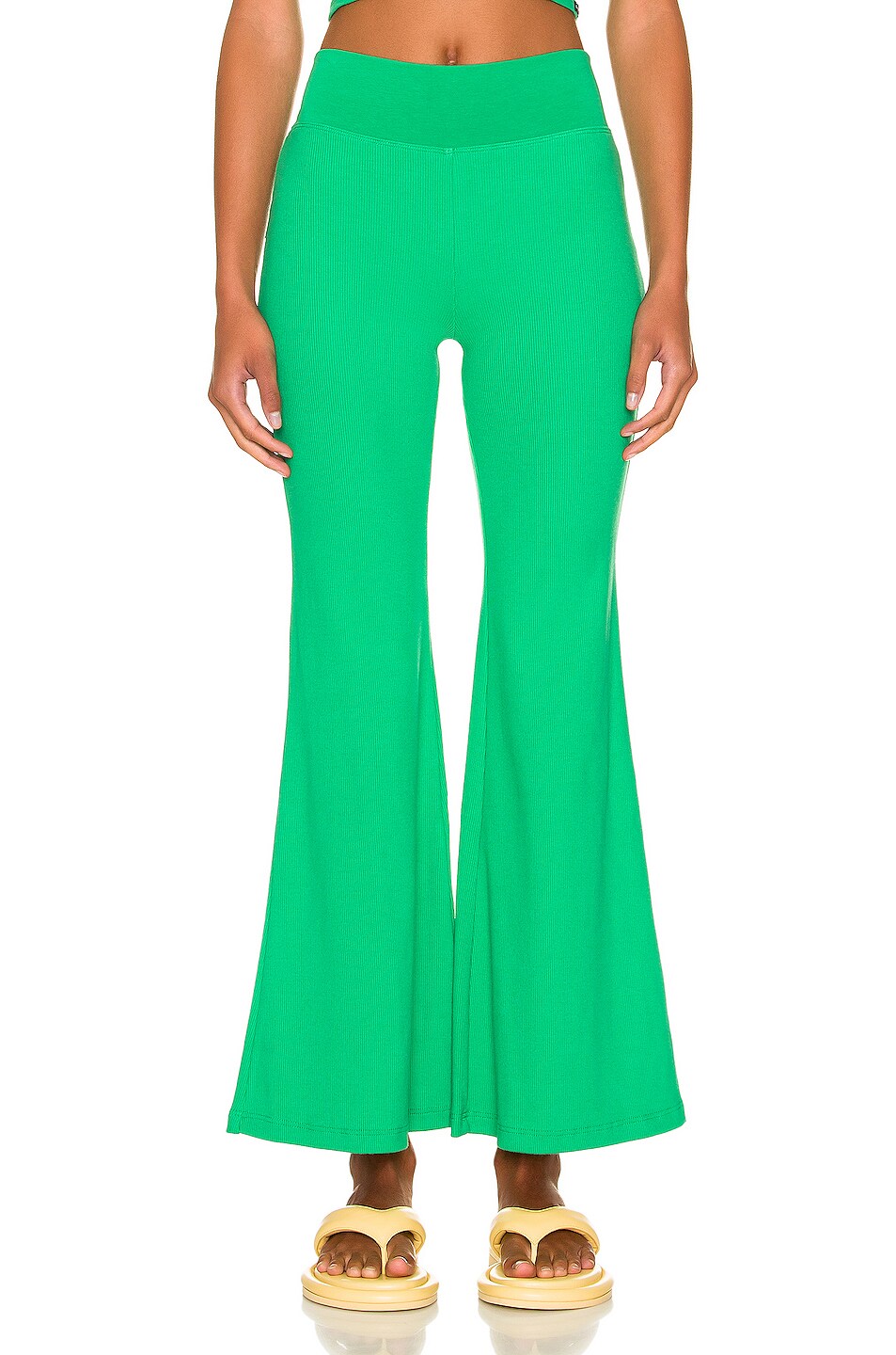 Image 1 of LE BUNS Franny Organic Ribbed Cotton Pant in Green