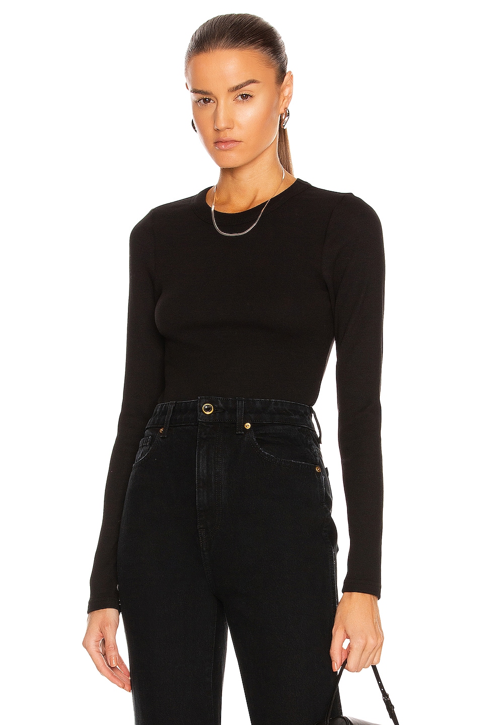 Image 1 of LE BUNS Orion Organic Ribbed Cotton Top in Noir