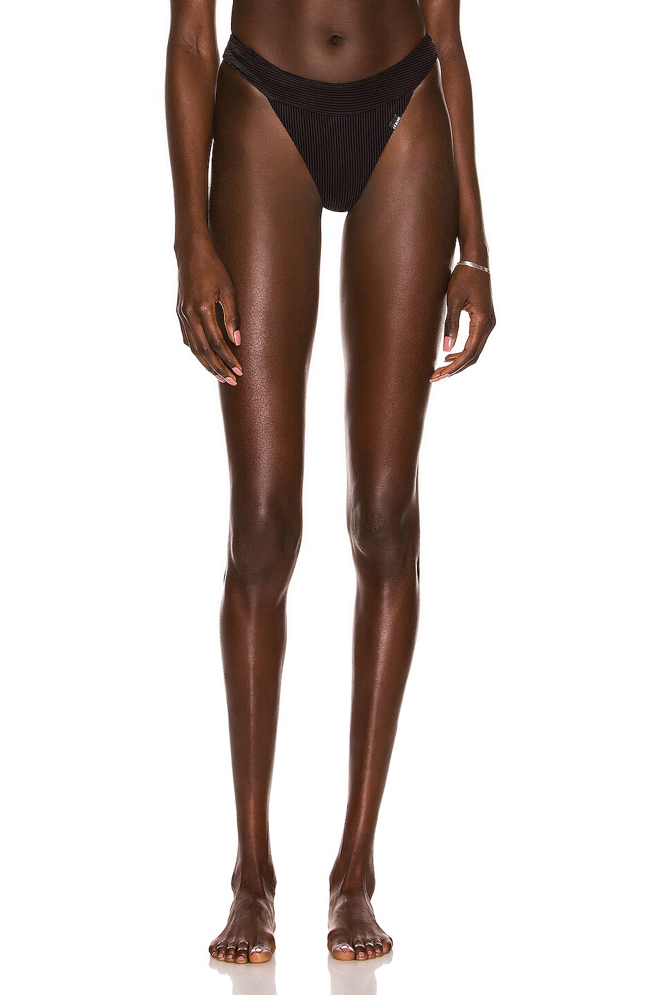 Image 1 of LE BUNS Blair Organic Ribbed Cheeky Bikini Bottom in Black