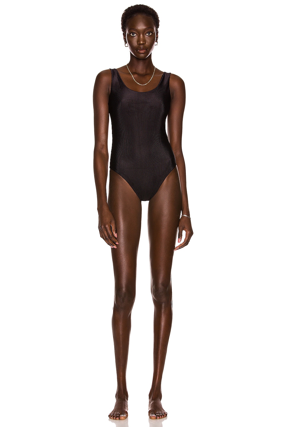 Image 1 of LE BUNS Rae Organic Ribbed Swimsuit in Black