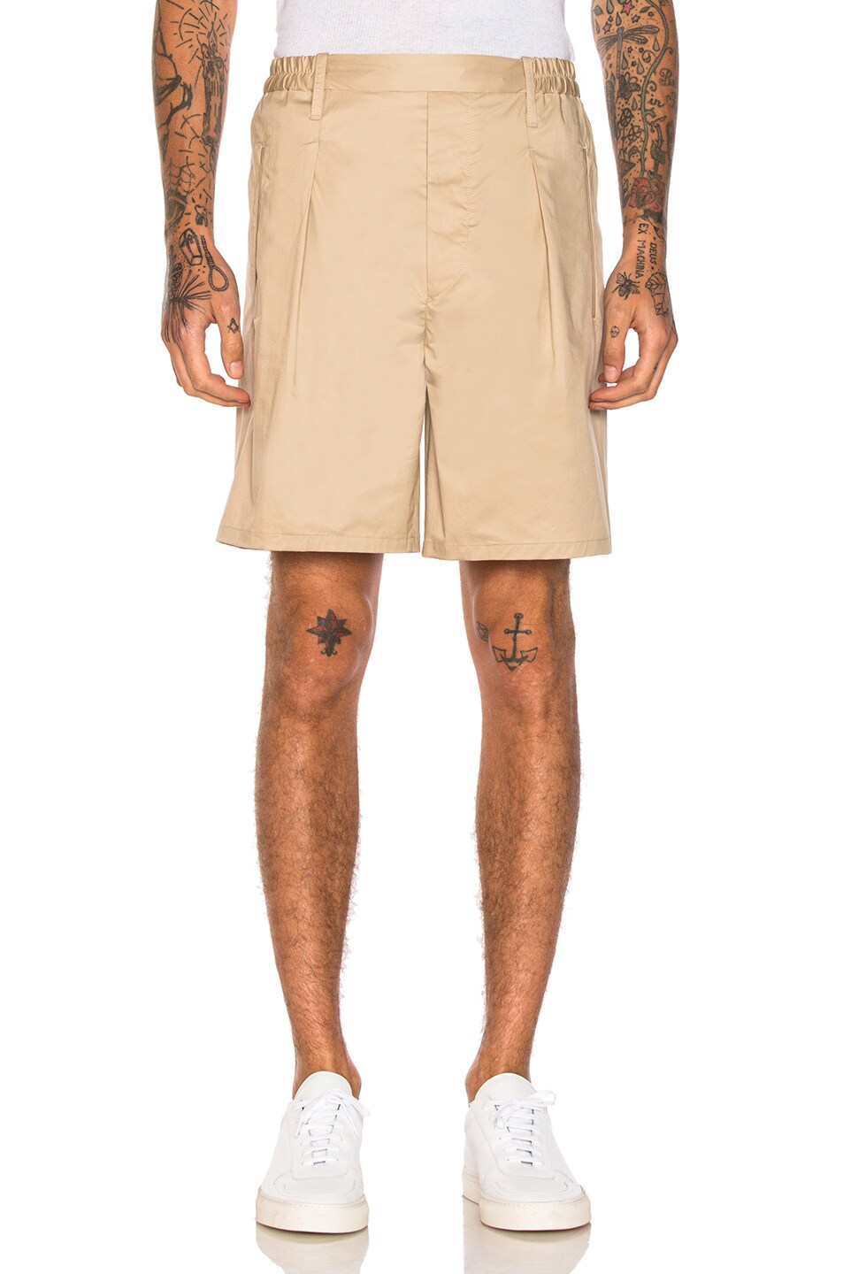Image 1 of Lemaire Elasticated Waist Shorts in Khaki