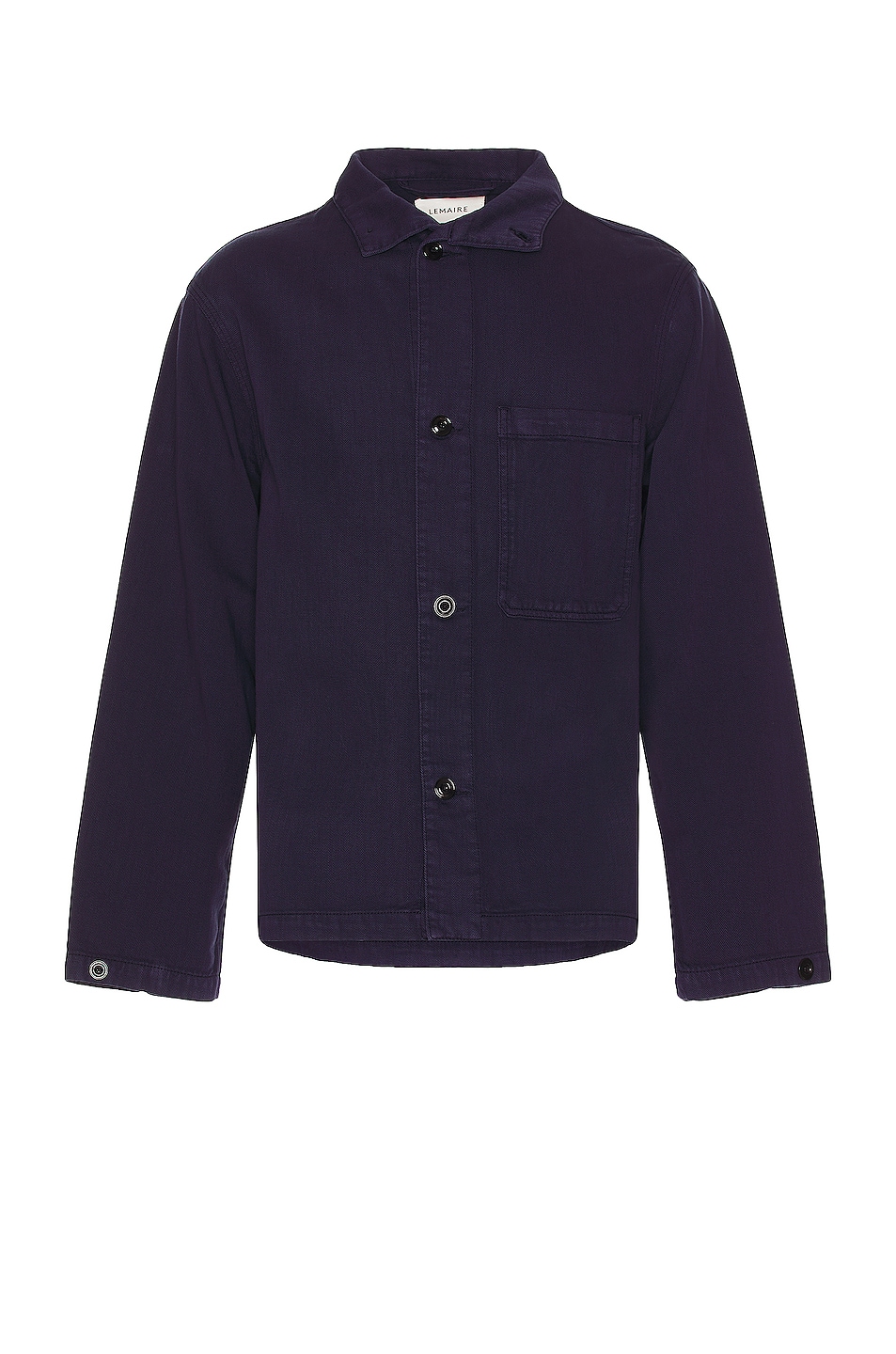 Image 1 of Lemaire Stand Collar Overshirt in Ink Blue
