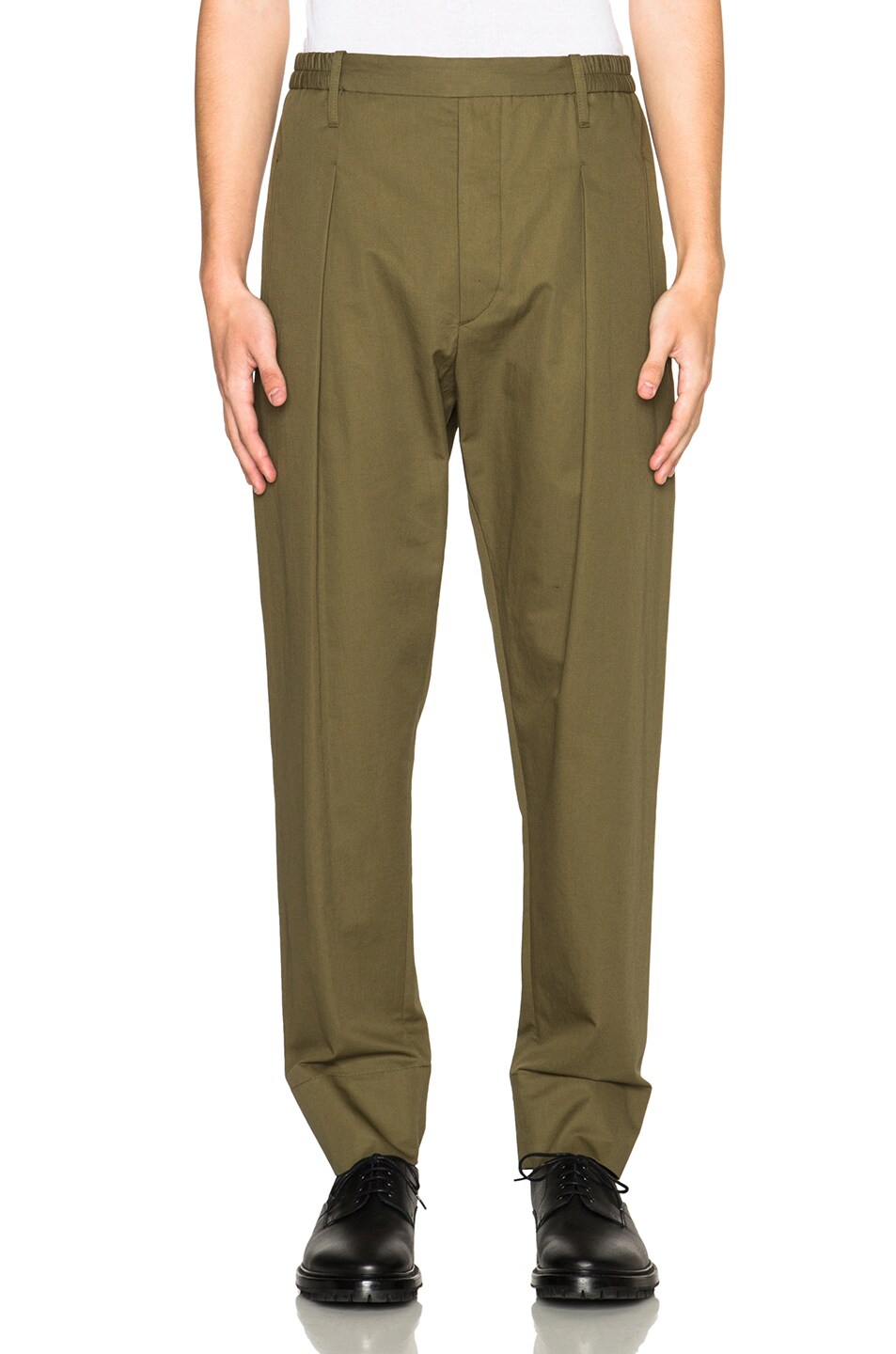 Image 1 of Lemaire Light Cotton Linen Canvas Elasticated Pants in Olive