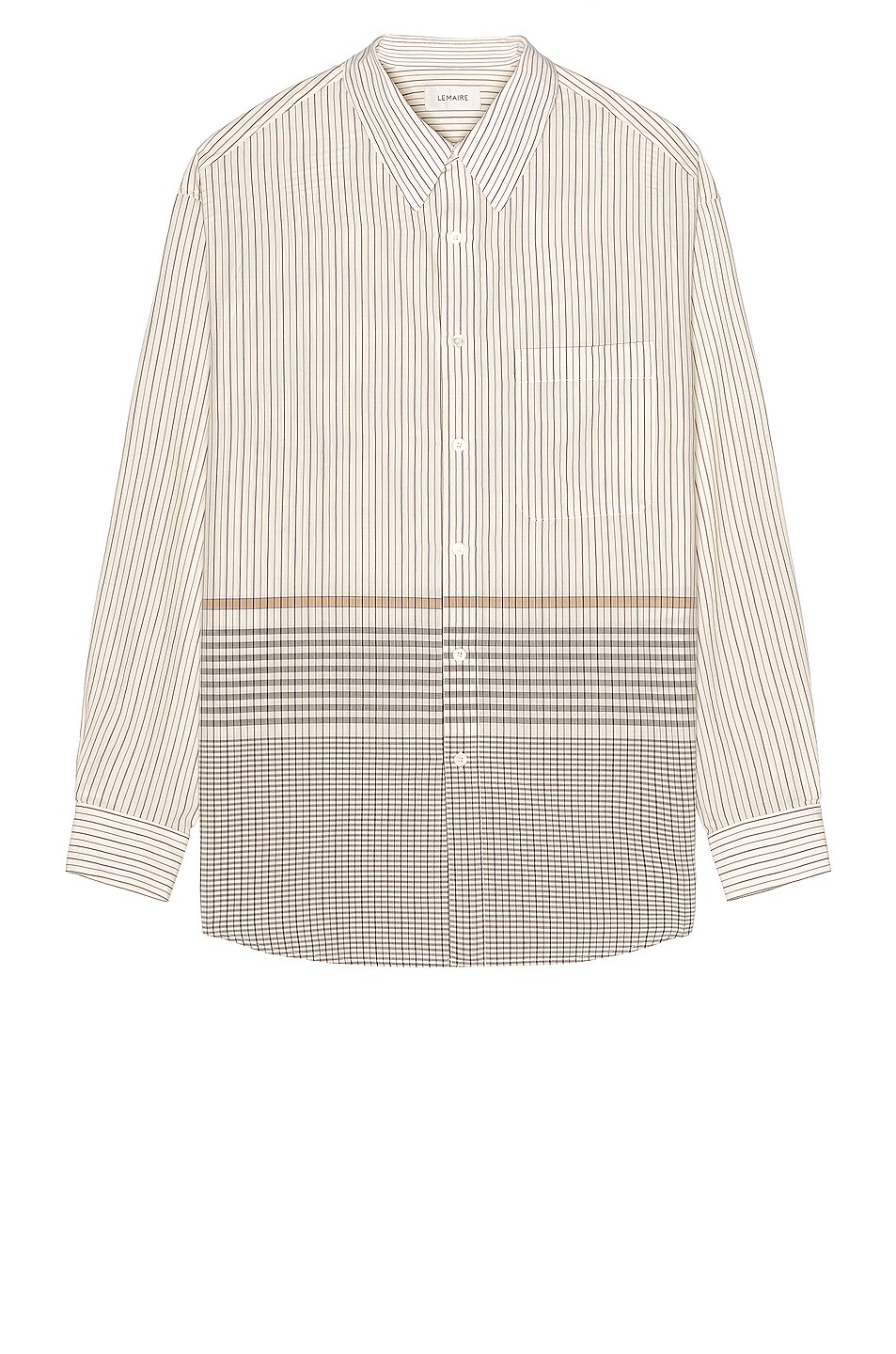 Image 1 of Lemaire Regular Collar Shirt in Carbon & Ecru