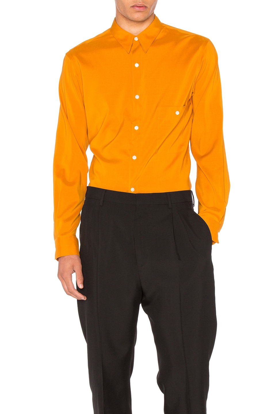 Image 1 of Lemaire Silk Pointed Collar Shirt in Curry