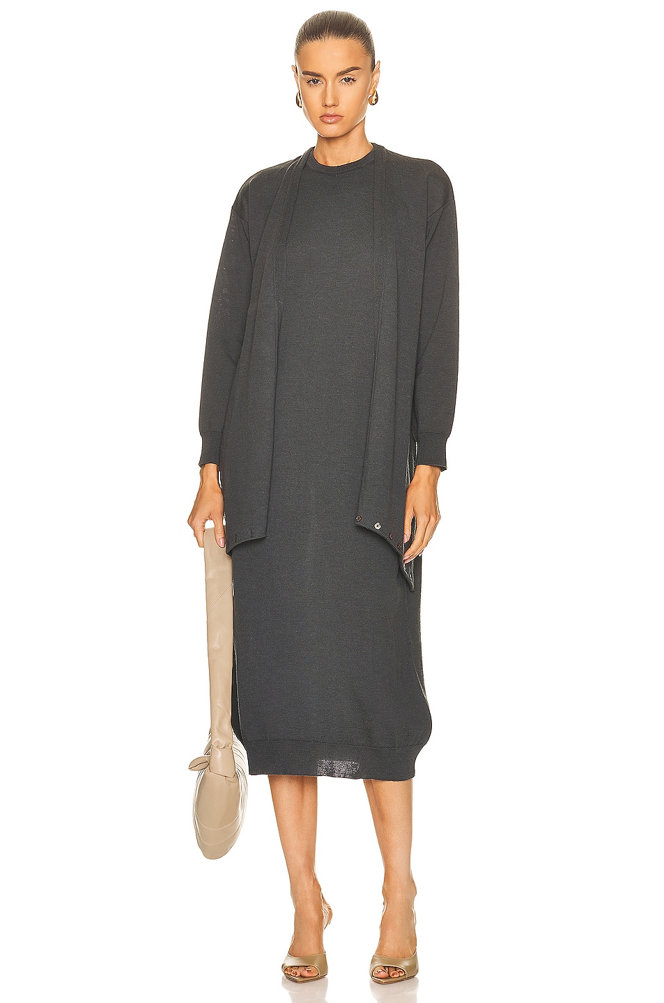Image 1 of Lemaire Wrap Dress in Ash Black