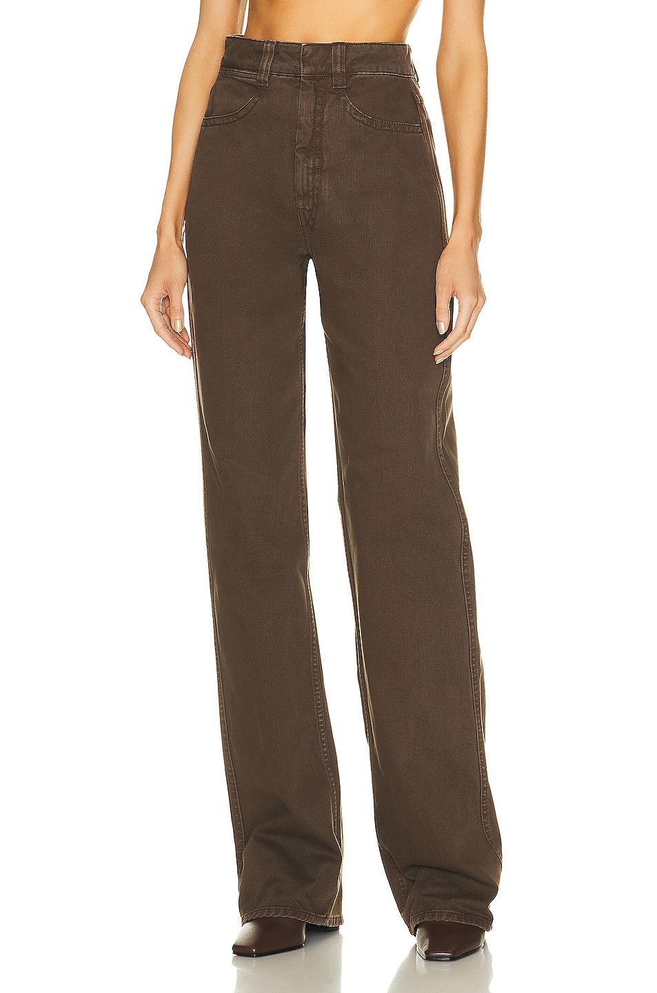 Image 1 of Lemaire High Waisted Jean in Dark Brown