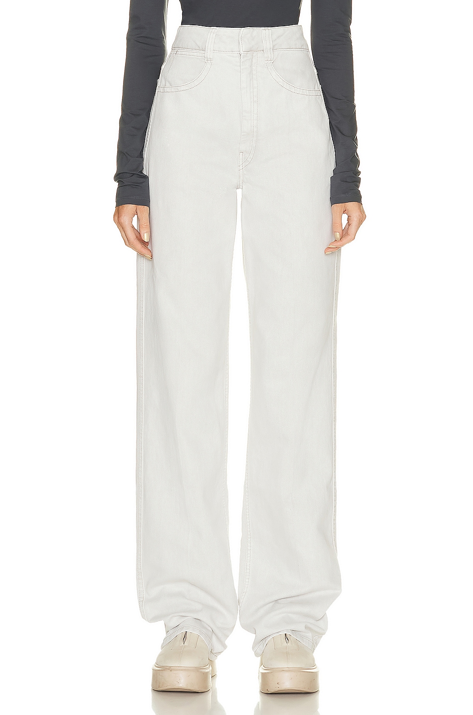Image 1 of Lemaire High Waisted Jean in Denim Snow Grey
