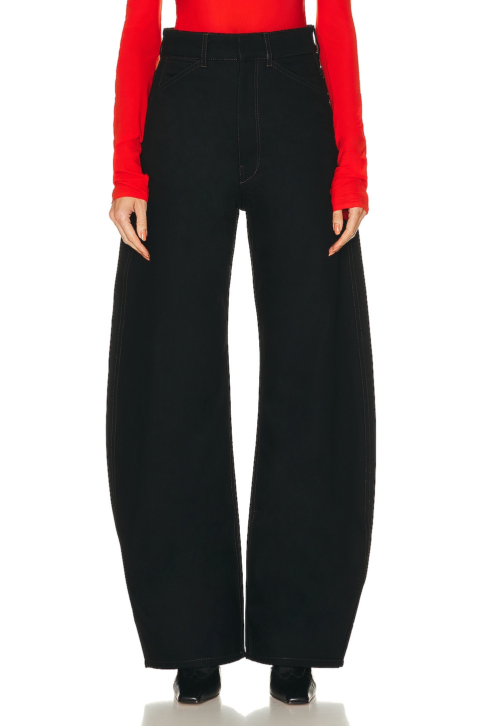 Image 1 of Lemaire High Waisted Curved Pant in Black
