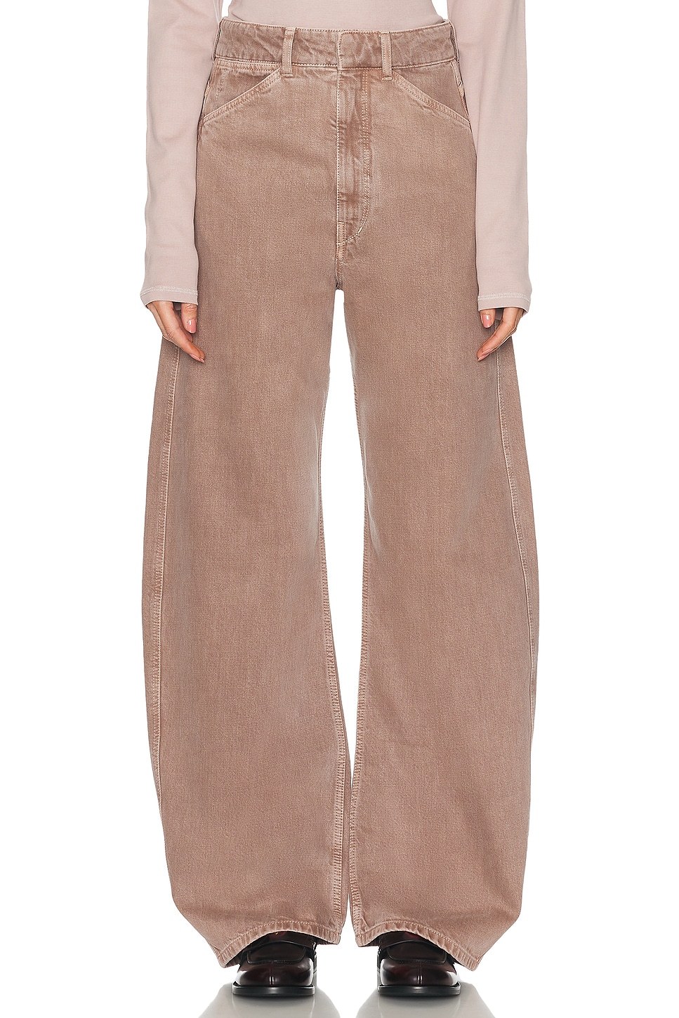 Image 1 of Lemaire High Waisted Curved Leg in Denim Snow Mauve