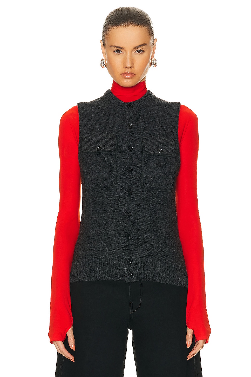 Image 1 of Lemaire Sleeveless Fitted Cardigan in Penguin