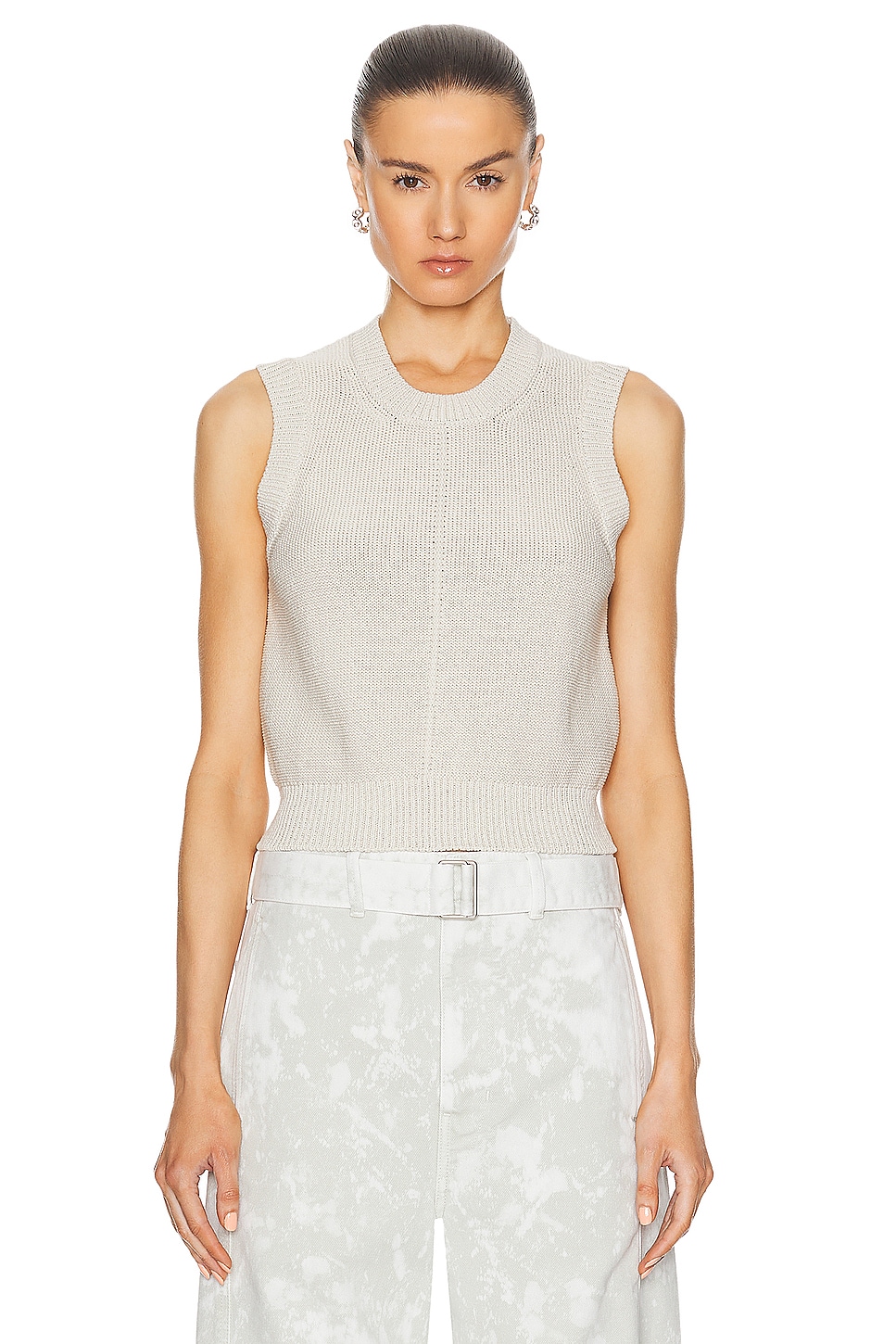 Image 1 of Lemaire Sleeveless Cropped Sweater in Mastic