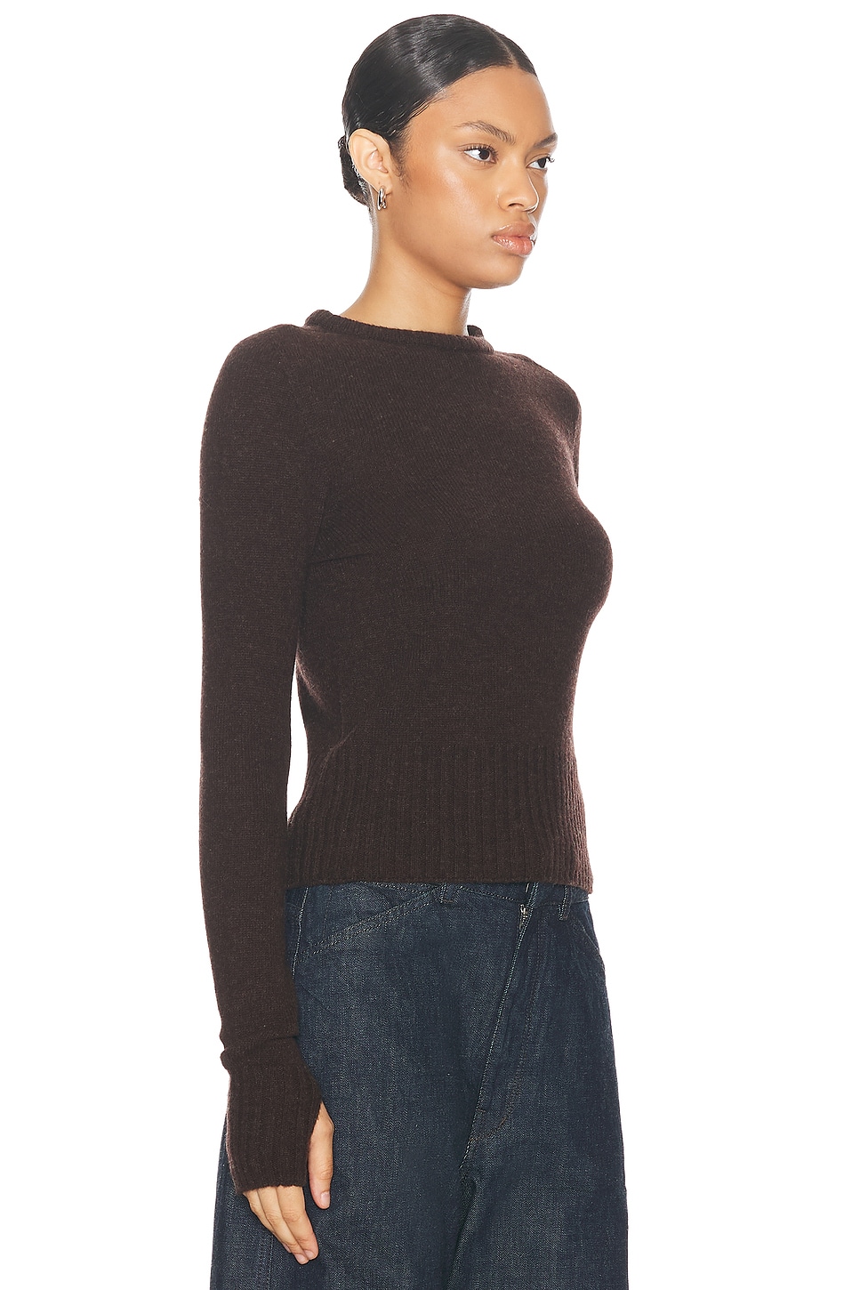 Shop Lemaire Fitted Sweater In Dark Acajou Melange