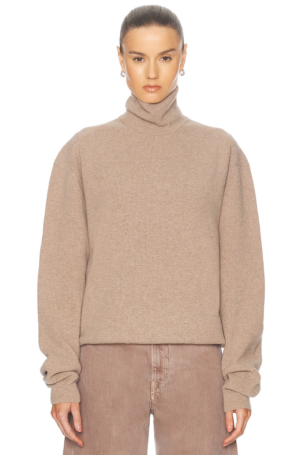 Image 1 of Lemaire Turtleneck Sweater in Latte Coffee