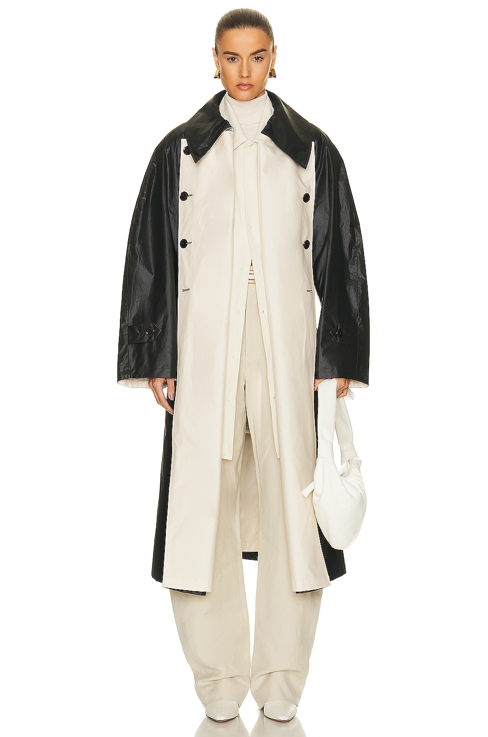Image 1 of Lemaire Bicolor Trench Coat in Ash Black