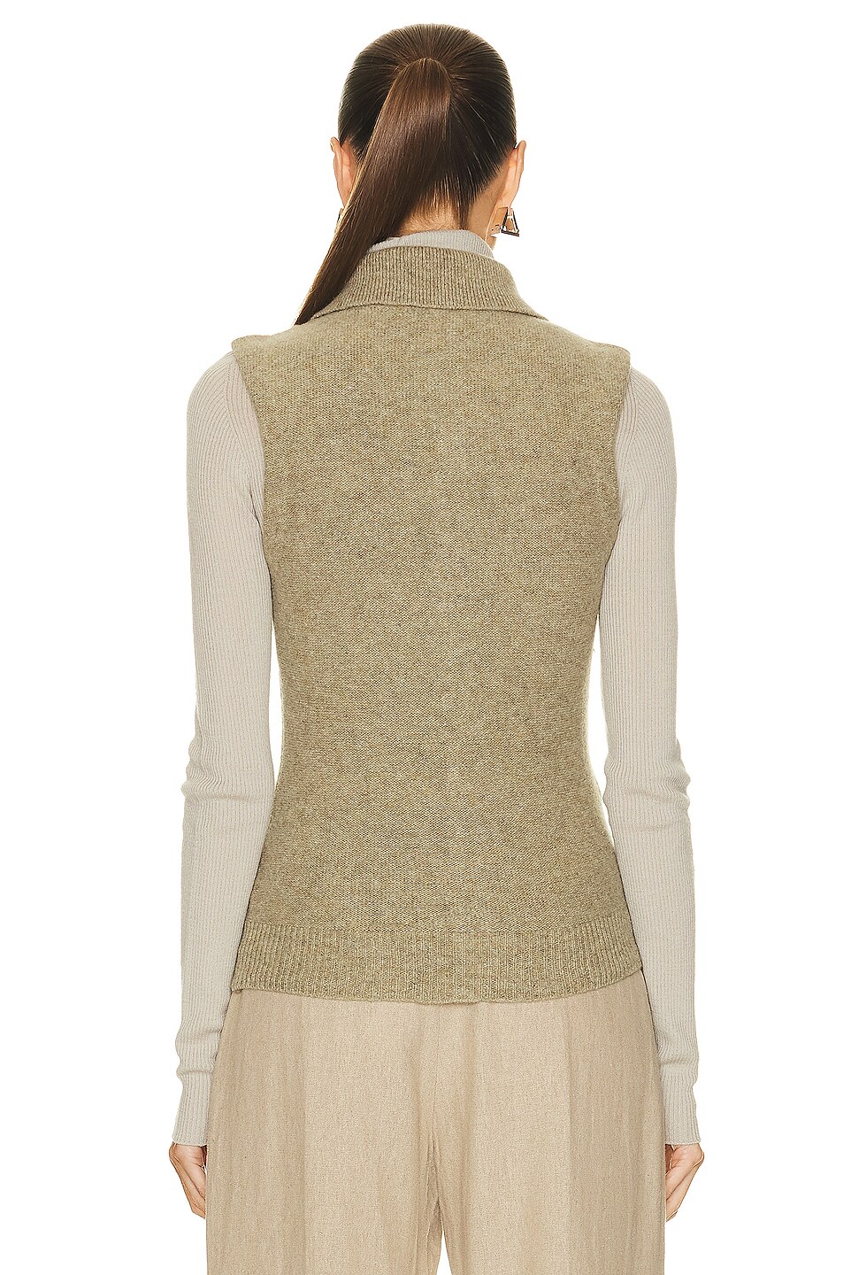 Lemaire Asymmetrical Sleeveless Cardigan in Light Olive