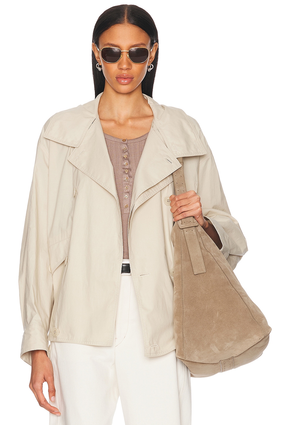 Image 1 of Lemaire Double Flap Light Blouson Jacket in Stone Beige