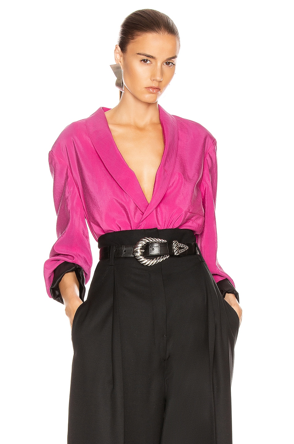 Image 1 of Lemaire Double Breasted Jacket in Fuchsia