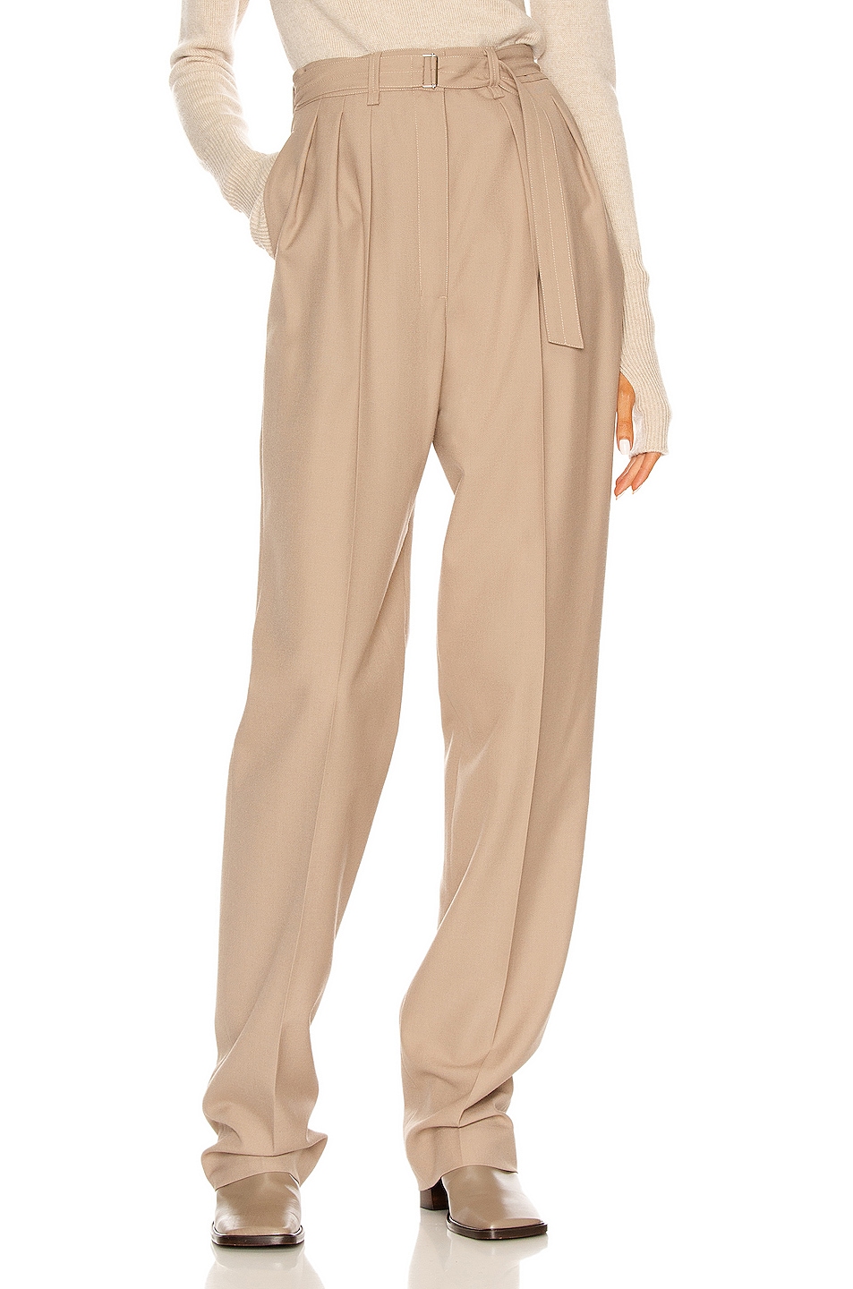 Image 1 of Lemaire 3 Pleat Pant in Cappuccino