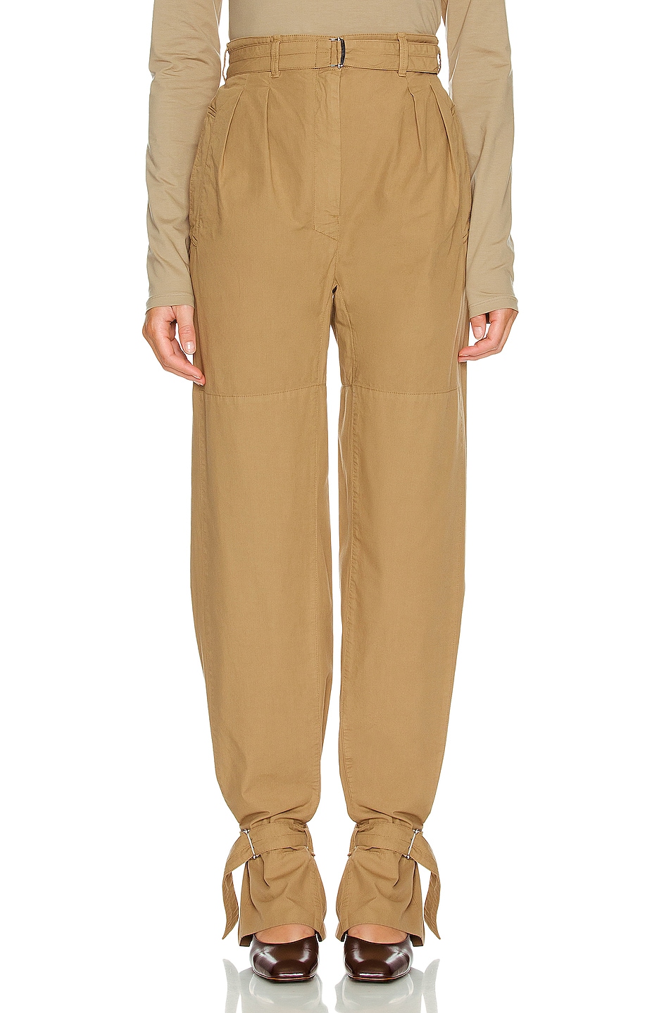 Image 1 of Lemaire Pleated Strap Pant in Camel