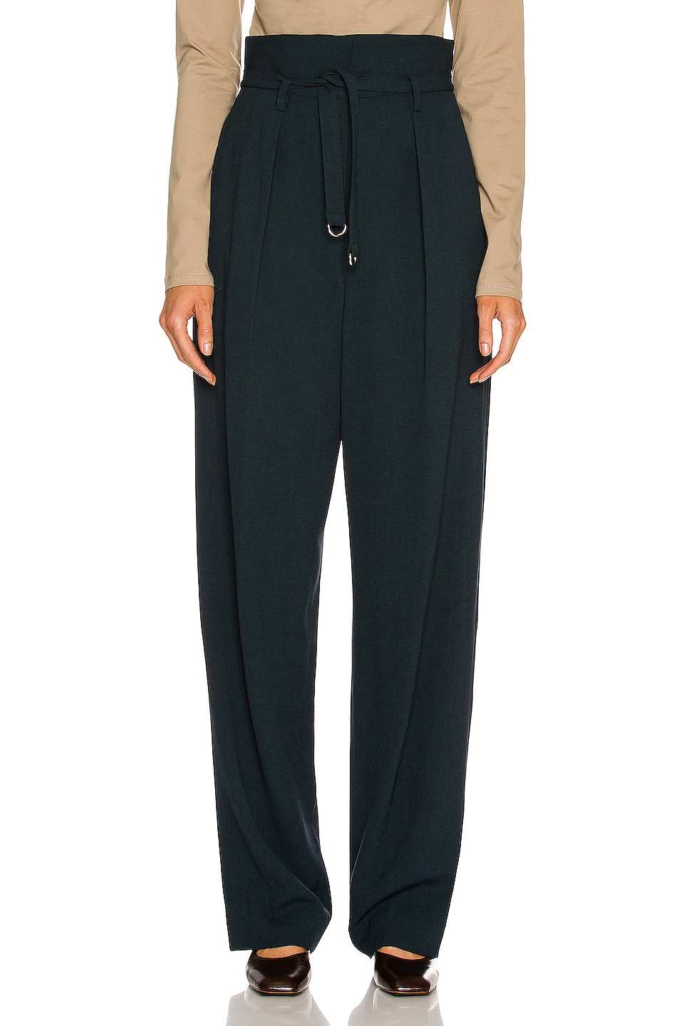 Image 1 of Lemaire High Waisted Pant in Midnight Green