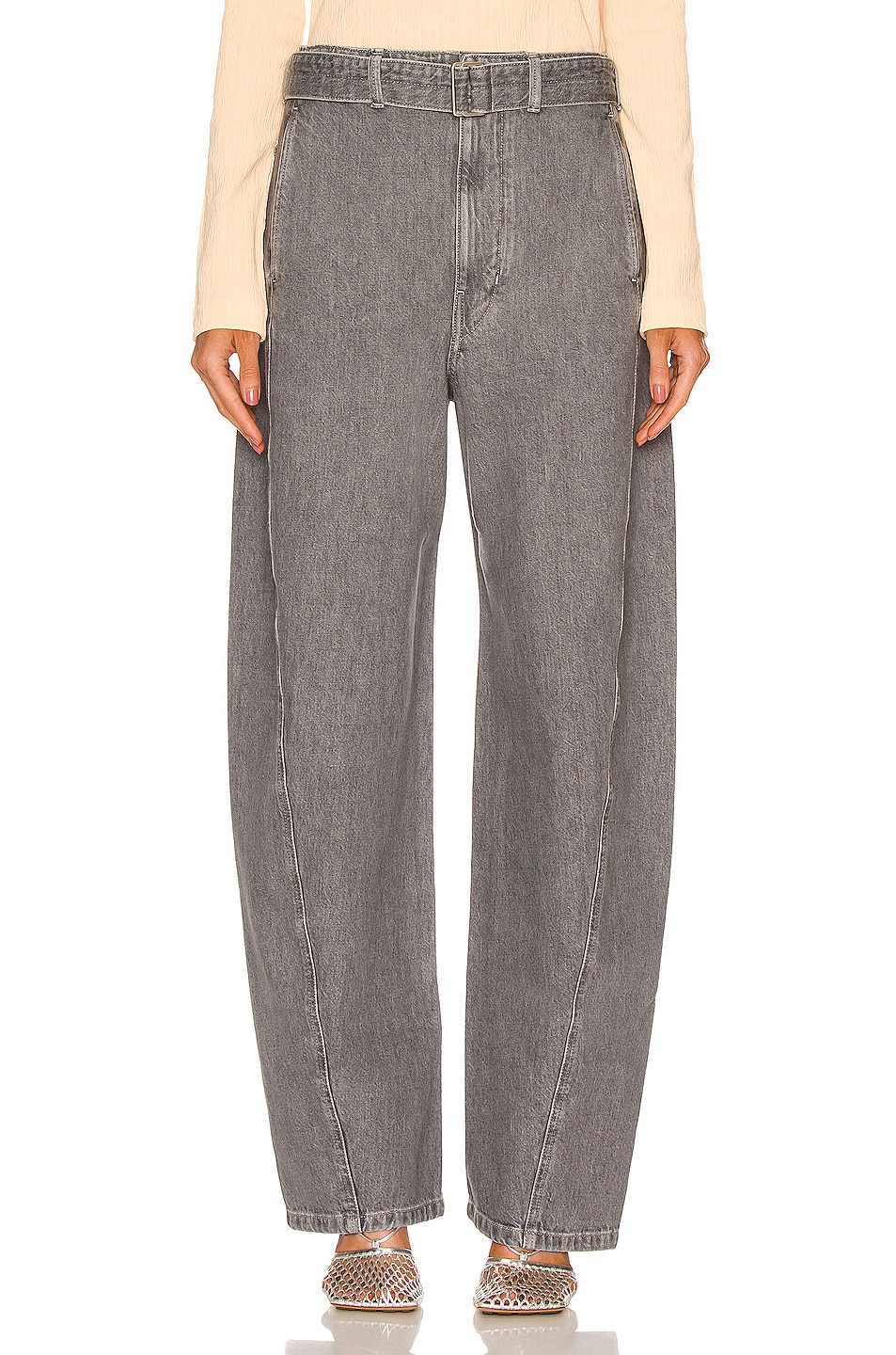 Image 1 of Lemaire Twisted Belted Pant in Denim Stone Grey