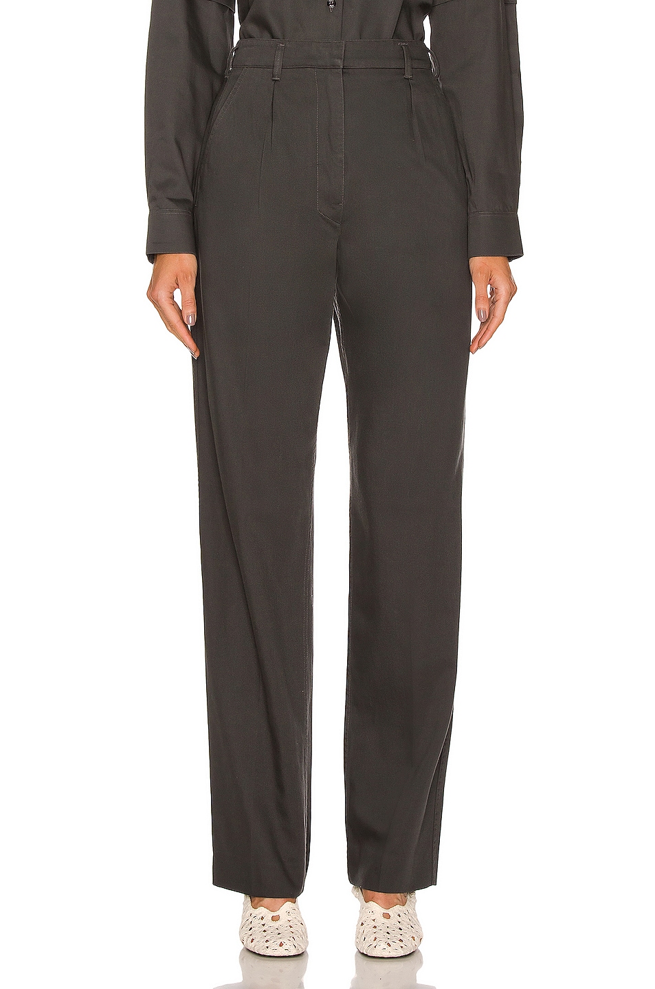 Image 1 of Lemaire Light Suit Pant in Dark Slate Green