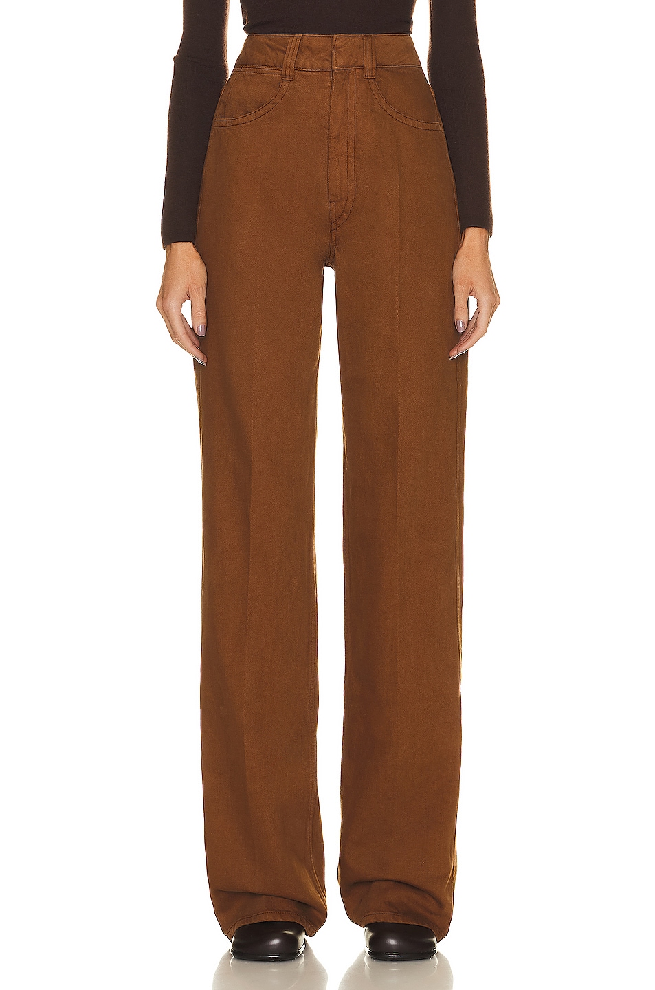 Image 1 of Lemaire Denim High Waisted Pant in Cigar