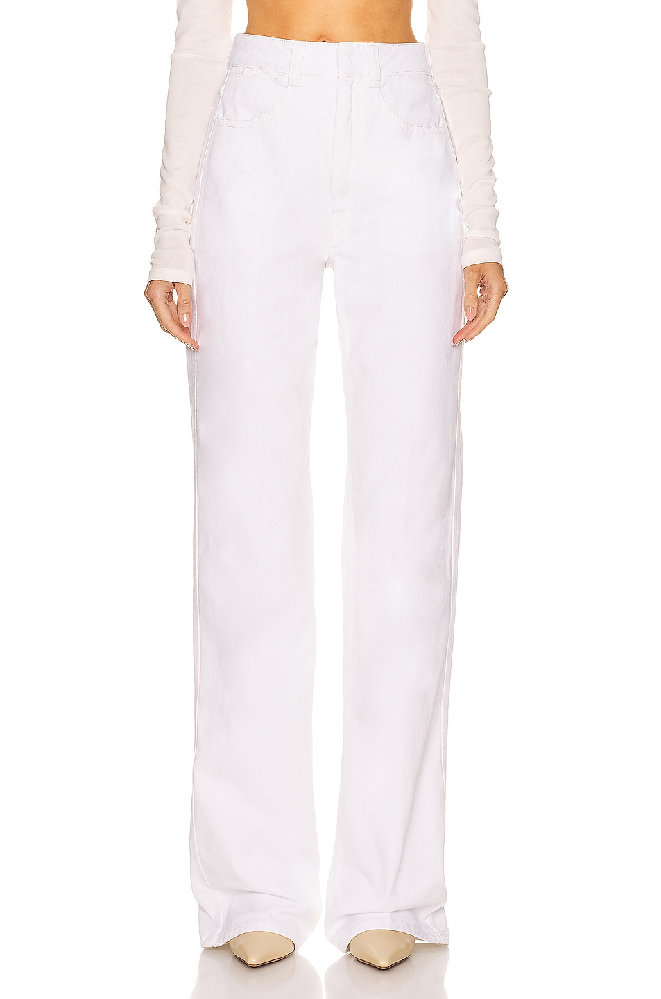 Image 1 of Lemaire Denim High Waisted Pant in White