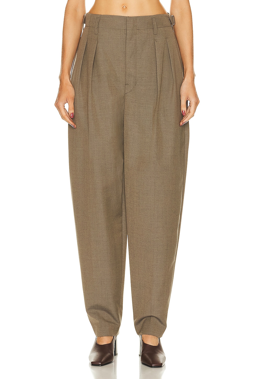 Image 1 of Lemaire Pleated Tapered Pant in Beige Grey