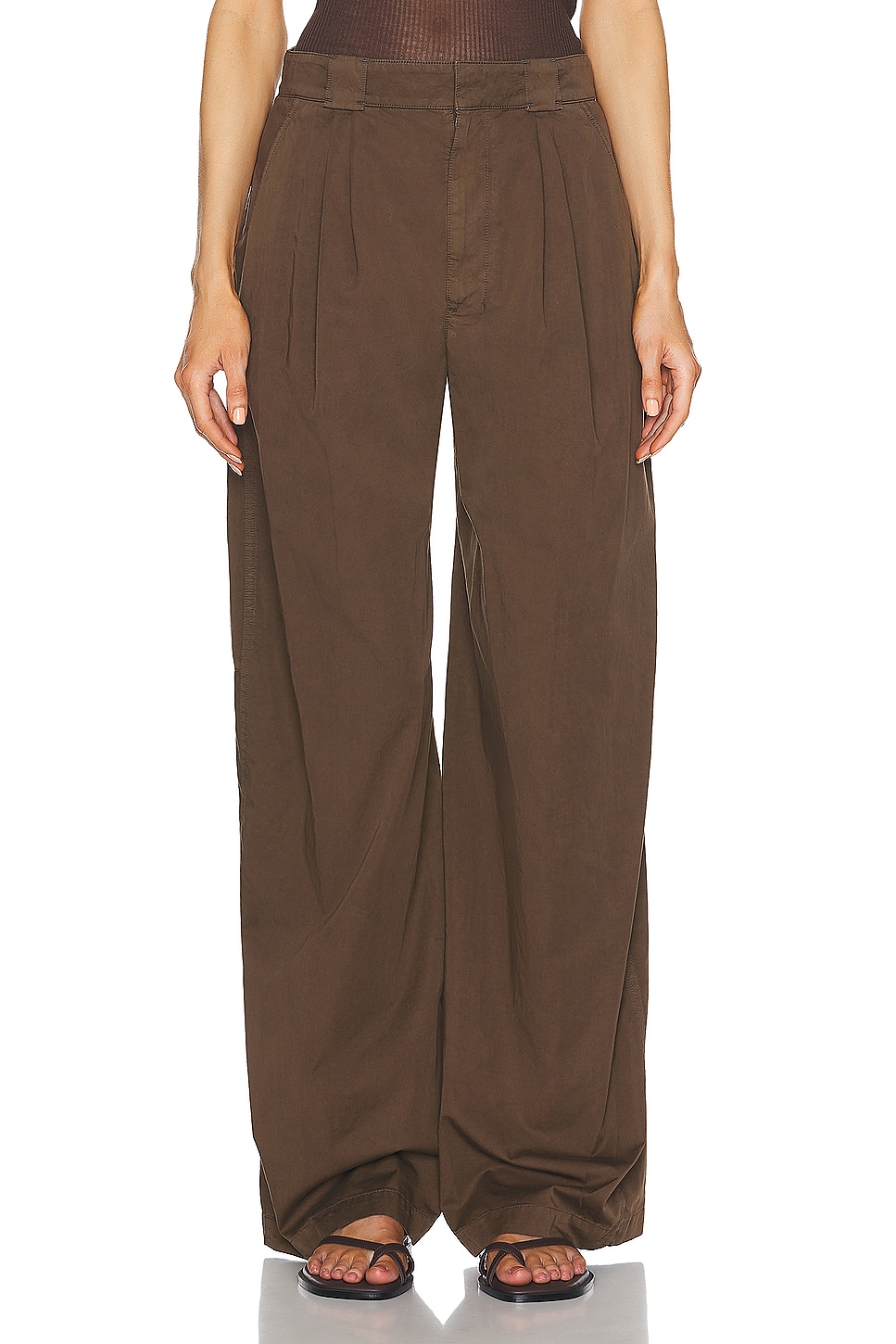 Image 1 of Lemaire Wide Leg Pant in Dark Tobacco