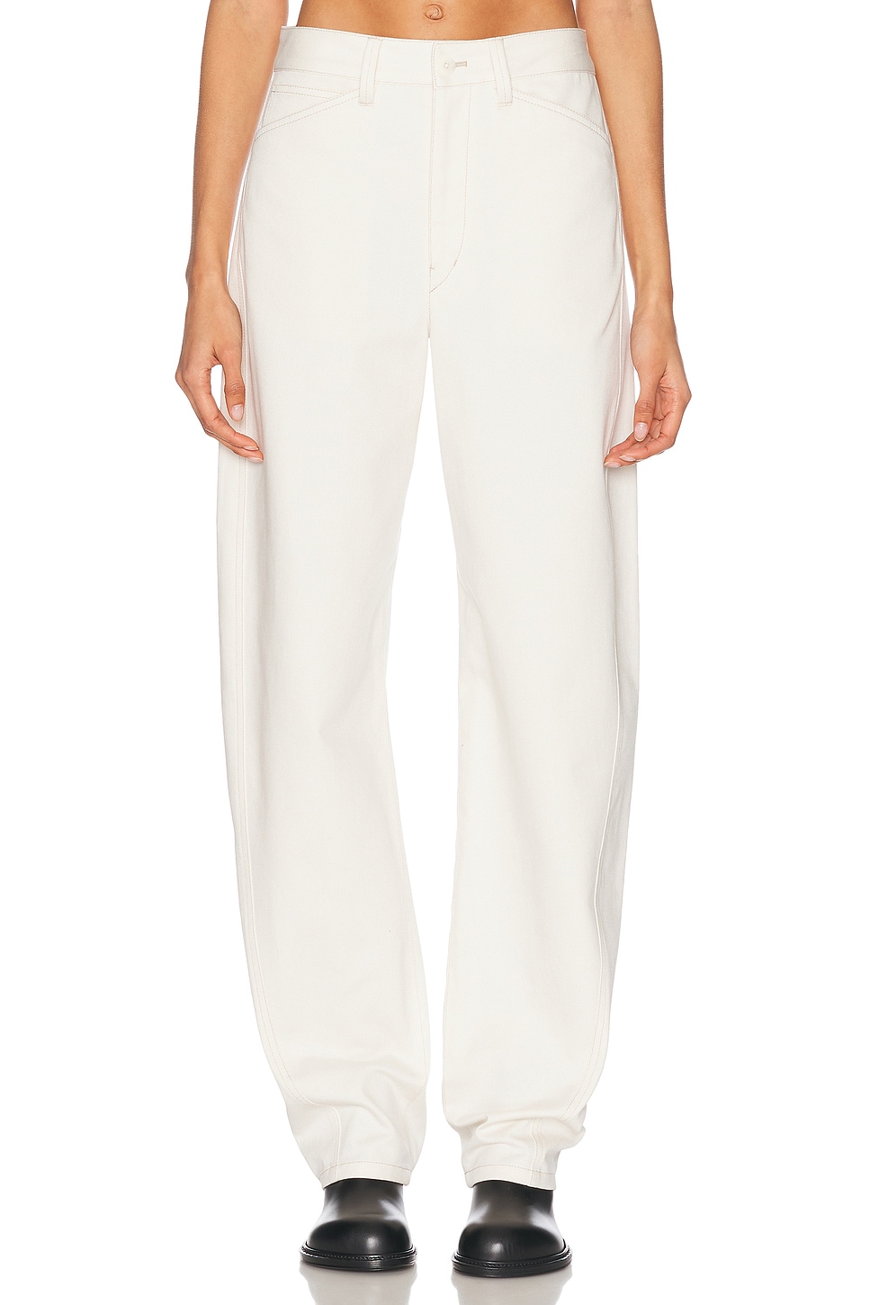 Five Pocket Twisted Pant in Cream